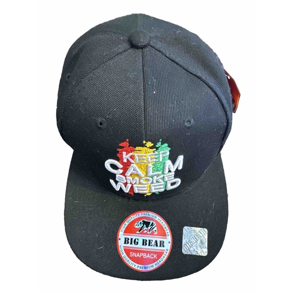 Big‎ Bear SnapBack Adjustable NWT Keep Calm Smoke - Black Red/Grn/Ylw